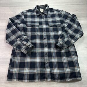 L.L. Bean Men's Navy, Gray & Cream Plaid Lightweight Shirt Jacket